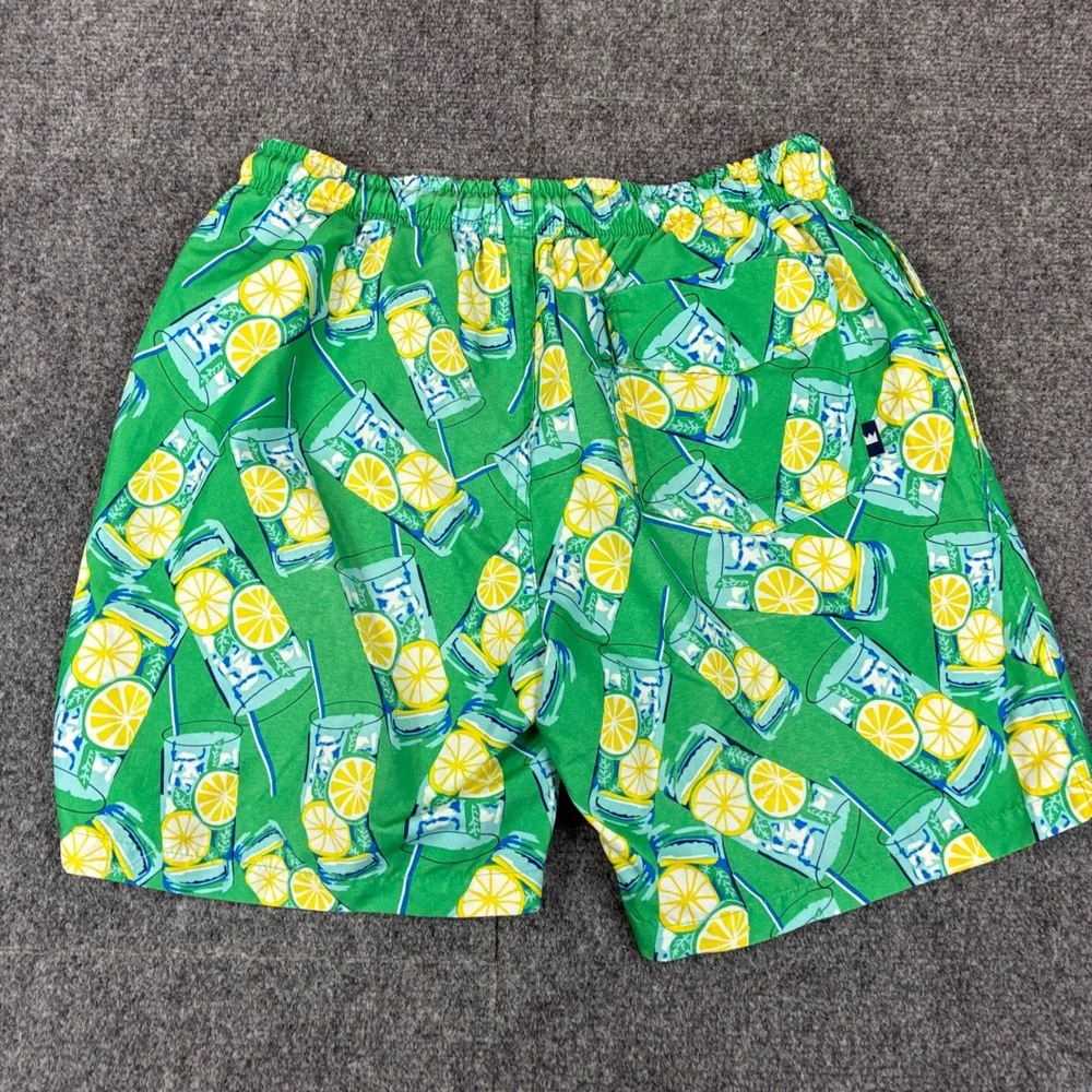 Crown & Ivy Mens Green Mojito Cocktail Print Swim Trunks Shorts Size Small